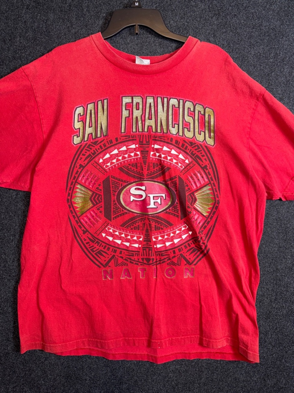 VTG San Francisco Shaka 49ers  SF Graphic Tee - Red with Gold Accents 2Xl
